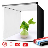 Travor Photo Box 16"/40cm Photo Studio Light Box Portable Photography Shooting Tent with Movable LED Lights, Dimmable Table Top Light Tent with 4 Color Backdrops (White Black Red Blue), CRI95+