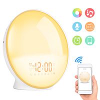 Sunrise Alarm Clock, Shayson Smart Wake Up Light, Digital Alarm Clock Radio, 7 Colored Sunrise Simulation and Sunset Fading, 4 Alarms/FM Radio/20 Brightness/7 Alarm Sounds/Snooze