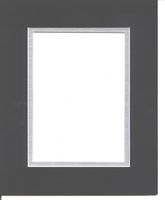 16x20 Black & Silver Double Picture Mat, Bevel Cut for 11x14 Picture or Photo