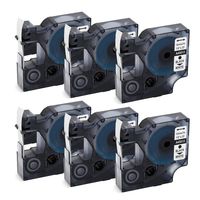 Itari Compatible Label Tape Replacement for DYMO Label Cassette 45013 S0720530 12mm(1/2 Inch) 0.47,Work with DYMO LabelManager 160 280 210D 260P,Black on White 6-Pack