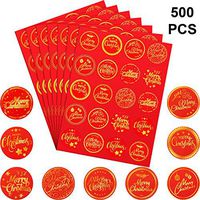 500 Pieces Merry Christmas Stickers Christmas Round Label Stickers Gold Foil Christmas Envelope Stickers for Cards Gift Envelopes Boxes Bag Sealing Decorations