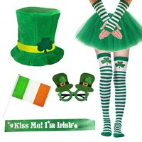 Garma 7 Pack St. Patrick's Day Costume Set Women Irish Day Saint Patrick's Day Celebration Outfit Attire Accessories Green