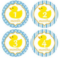 Ducky Duck Monthly Baby Stickers, Girls Bodysuit Stickers Infant Month Stickers, Great Shower Gift Excellent Baby Photo Props, 12 Pieces