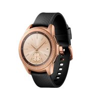 TECKMICO Galaxy Watch Bands,20mm Silicone Replacement Bands Compatible for Samsung Galaxy Watch 42mm with Rose Gold Watch Buckle for Women Men Gift (Black, Rose Gold Buckle)