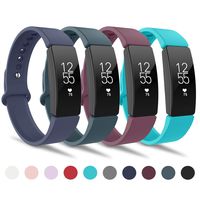 adepoy Compatible with Fitbit Inspire HR Bands for Women Men, Adjustable Replacement Wristbands for Fitbit Inspire/Inspire HR/Ace 2, 4 Pack, Small Navy Slate Wine Cyan