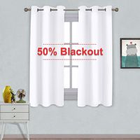 NICETOWN White Window Curtain Panels - 50% Light Blocking Curtains for Bedroom & Dining Room Window (Set of 2 Panels, 42 inches x 63 inches)