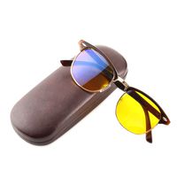 Gudzws Anti Blue Light Glasses Classic Design Half Frame with Metal Rim Unisex,Anti Fatigue Protect Eyes from TV Computer Cellphone no Magnification Brown