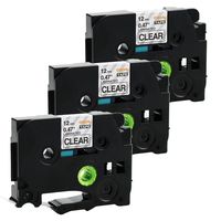 Replace TZe-131 TZe131 Black on Clear Ptouch Tape 12mm 0.47 Inch Laminated Work with Brother P-touch PT-D210 PT-1230PC, PT-9600, PT-D200, PT-D400, 26.2 Feet (8 Meter), 3 Pack