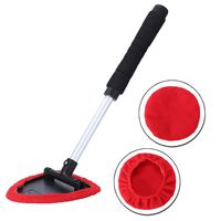 Aebitsry Windshield Cleaner Tool，Car Window Windshields Washing Brush, Wonder Cleaning Inside Interior Auto Glass Wiper Kit with Extendable Handle, 2PCS Washable and Reusable Pads (Red)