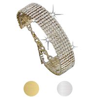Hemlock Wide Chain Bracelets, Women Crystal Rhinestone Bracelet Bangle Wedding Bridal Wristband (Gold)