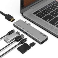 USB C Hub, Omars USB Type C Multiport Adapter for MacBook Pro 2018 2017 2016, 7 in 1 Dual USB-C Thunderbolt 3 USB-C Dongle with 4K HDMI, 40Gb/s 100W Power Delivery, 3xUSB 3.0, SD/Micro SD Card Reader