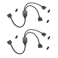 TronicsPros 4 Pin LED Splitter Cable Flex LED Strip Connector 2 Way Y Splitter for One to Two SMD 5050 3528 2835 RGB LED Tape LED Ribbon LED Strip Light -30cm/12in Long (1 to 2 Splitter, Black, 2pcs)