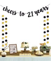 Moohome Cheers to 21 Years Gold Glitter Banner for Adult 21st Birthday Party Supplies Wedding Anniversary Party Decorations