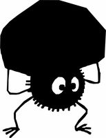 TOTORO DUSTMITES CARRYING COAL FROM STUDIO GHIBLI ANIME VINYL STICKERS SYMBOL 5.5" DECORATIVE DIE CUT DECAL FOR CARS TABLETS LAPTOPS SKATEBOARD - BLACK