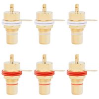 Gold Plated Solder Type RCA Jack Panel Mount Chassis Socket (3-Pair)