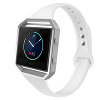 ZUKVYE Sport Bands Compatible with Fitbit Blaze,Slim Soft Silicone Band with Metal Frame Replacement Strap Wristband for Women Men - White Large