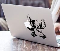 Die-cut vinyl decal Stitch Experiment 626 Lilo & Stitch for Macbook Laptop (Black, Mac with glowing apple)
