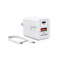 Amoner USB C Wall Charger, 3FT USB C to C Cable, 18W PD Port and 18W QC Port with Foldable Plug Compatible with iPad Pro, iPhone 11/11 Pro/11 Pro Max/Xs/Max/XR/X/8, Galaxy S10/S9/S8