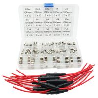 10pcs 5x20mm Fuse Holder Inline Screw Type With 18 AWG wire + 150pcs Quick Blow Glass Tube Fuse Assorted Kit Amp 250V 0.1A,0.2A,0.5A,1A,2A,3A,5A,8A,10A,15A,5x20mm, 250V 0.5A,1A,5A,10A,15A,6x30mm