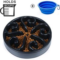 Slow Feeder Dog Bowl Bloat Stop Dog Food Bowl Maze Interactive Puzzle Non Skid, Come with Free Travel Bowl (Black, for Large Dog)