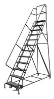 Tri-Arc KDSR112246 12-Step Steel Rolling Industrial and Warehouse Ladder with Handrails and 24" Wide Perforated Tread