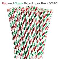 ZOOYOO Red and Green Strip Paper Straw 100pcs