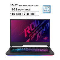 ASUS 2019 ROG Strix 15.6 Inch FHD Gaming Laptop (9th Gen Intel Hexa-core i5-9300H up to 4.1 GHz, 16GB RAM, 1TB SSD + 2TB HDD, NVIDIA GeForce GTX 1660 Ti, RGB Keyboard, Bluetooth, WiFi, HDMI, Win 10)