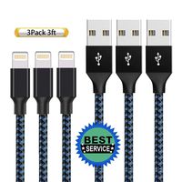 MTHKLO Phone Cables 3PACK 3FT Nylon Braided USB Fast Charge Cords Compatible with XS MAX XR X 8 7Plus 6s Plus