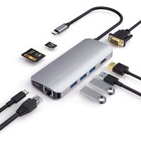 USB C Hub,Type C Hub,9in1 USB C Multiport Adapter,USB C to HDMI VGA Ethernet USB 3.0,TF/SD Card Reader,PD Charging,Thunderbolt 3 Docking Station Compatible for MacBook Pro and Other USB Type-C Device