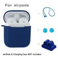 Unpara 5 in 1 Silicone Cover Case For Airpods Headset Earphone Sleeve Headphone Bracket Holder Earhook Accessories Set (Blue)