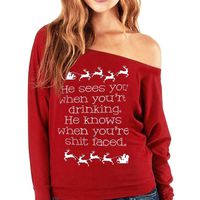 AIMTOPPY Womens Christmas Long Sleeve Letter Sweatshirt Printed Pullover Tops Blouse (XL, Red)