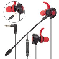 3.5mm Gaming Earbuds with Mic, Insten in-Ear Headset Earphones with Dual Microphone [Detachable and Built-in] Compatible with PS4 Xbox One Nintendo Switch Lite E-Sports PC Mobile Game Universal Red