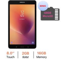 Samsung Galaxy Tab A 8.0'' Touchscreen (1280 x 800) Wi-Fi Tablet, Quad-Core 1.4GHz Processor, 2GB RAM, 16GB Memory, Dual Cameras, Bluetooth 4.2, 128GB MicroSD Card, Android 7.1 OS, Silver