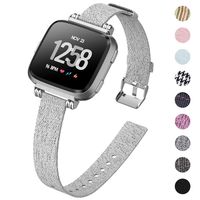 KIMILAR Woven Band Compatible with Fitbit Versa/Versa 2/Versa Lite Bands, Fabric Women Beaded Bracelet Slim Replacement Breathable Strap Accessories Wristband for Versa Smart Watch