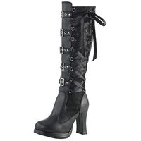 Womens Knee Length Boots,LuluZanm Sales! Ladies Leather Cosplay Cross Tied High Boots Platform Gothic Bows Shoes Black