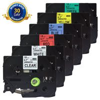 NEOUZA Compatible for Brother P-Touch TZ TZe Tape Label Combo Set 6 Packs TZ141 TZ241 TZ441 TZ541 TZ641 TZ741 18mm x 8m 0.7" x 26.2'