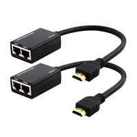 XINFICAM HDMI Extender Over RJ45 CAT5e CAT6 LAN Ethernet Balun Extender Repeater Up to 100ft 30m 1080P for HDTV HDCP