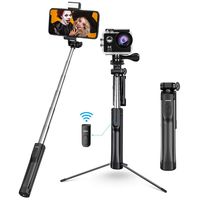 Mpow Selfie Stick Tripod, All in 1 Portable Extendable Selfie Stick with Bluetooth Remote & Fill Light, Compatible iPhone 11/11PRO/XS Max/XS/XR/X/8P/7P, Galaxy S10/S9/S8, Gopro/Small Camera, Black