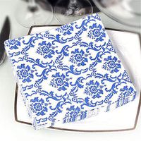 Blue Floral Cocktail Napkins For Wedding Party Birthday With 2 Layers, Paper Luncheon Napkin, 13x13 Inch, 20 Count