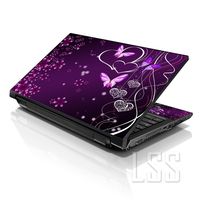 LSS 15 15.6 inch Laptop Notebook Skin Sticker Cover Art Decal Fits 13.3" 14" 15.6" 16" HP Dell Lenovo Apple Asus Acer Compaq (Free 2 Wrist Pad Included) Purple Heart Butterfly