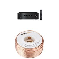 Yamaha R-S202BL Stereo Receiver with AmazonBasics Speaker Wire (100 feet) and Banana Plugs (6 pairs)
