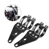 Qiilu 2pcs Fork Headlight Mounting Bracket Adjustable Universal Motorcycle Headlight Head Lamp Holder 35mm-41mm Black