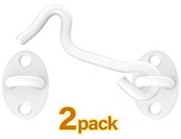 Barn Door Latch, 2 Pack 4'' Barn Door Lock Heavy Duty Solid Thicken Stainless Steel Gate Latch, Cabin Hooks and Eye Latch with Mounting Screws. Best for Window, Sliding Door, Bedroom. (White)