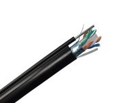 CAT6 Outdoor Bulk Ethernet Cable, Shielded Aerial Solid Copper w/Messenger, 23 AWG 1000ft