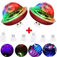 USB Mini Disco Ball Lamps,New Generation of Car USB Atmosphere Lights, LED Small Magic Ball Sound Control Stage Strobe Lights, Christmas Party Lights, for Halloween/Party/Wedding, Etc. (2 PCS)