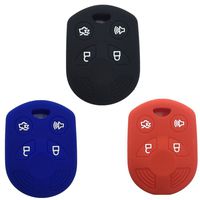 Ezzy Auto Pack of 3 Color 4 Buttons Silicone Rubber Key Fob Case Key Covers Key Jacket Skin Protector fit for Ford