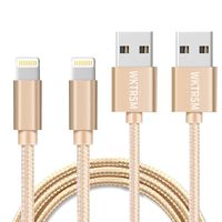 iPhone Charger Cable 10ft Charging Cord USB Nylon Braided Compatible with iPhone XS Max XR X 8 7 6 6S Plus 5 5S 5C SE iPad Mini Air Pro iPod (2 pack of 10ft Gold)