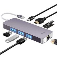 USB C Hub, 8 in 1 Multiport USB Type C Adapter with Ethernet Adapter, 4K HDMI Output, Type C Charging Port, 3 USB 3.0 Ports, SD/Micro Card Reader for MacBook Pro 2016/2017, Chromebook Pixel, XPS