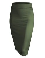 Made By Johnny WB700 Womens Scuba Midi Skirt L Olive