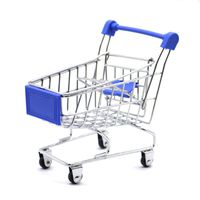 Kids Mini Shopping Cart Roll Wheel Moving Doll Toys Holder Cool Desk Holder Tiny Cute Supermarket Cart Trolly Sturdy Metal Novelty Adorable Gifts For Children (dark blue, XS(4.5×3.4×4.7 inch))